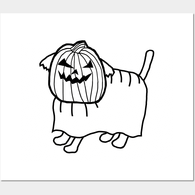 Minimal Cute Dog Wearing Halloween Horror Costume Wall Art by ellenhenryart